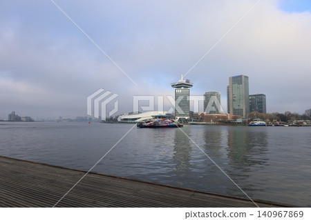 View of the opposite bank from Amsterdam Central Station [Netherlands] 140967869