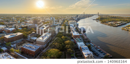 Savannah, Georgia. Historic American architecture of old historical city. USA Southern cityscape at sunset Savannah, Georgia. Historic American architecture of old historical city. USA Southern cityscape at sunset 140968164