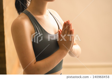 Young woman doing hot yoga beauty image Young woman doing hot yoga beauty image 140968458