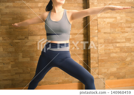 Young woman doing hot yoga beauty image 140968459