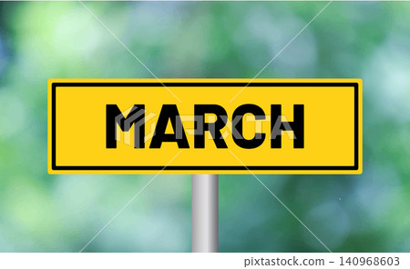 March road sign on blur background March road sign on blur background 140968603
