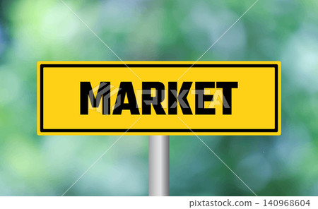 Market road sign on blur background Market road sign on blur background 140968604