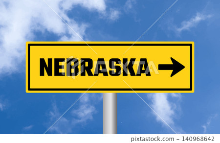 Nebraska road sign on blue sky background Nebraska road sign on blue sky background 140968642