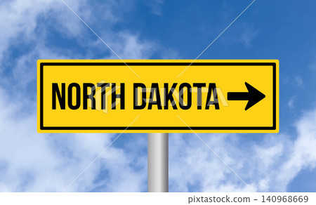 North dakota road sign on blue sky background North dakota road sign on blue sky background 140968669