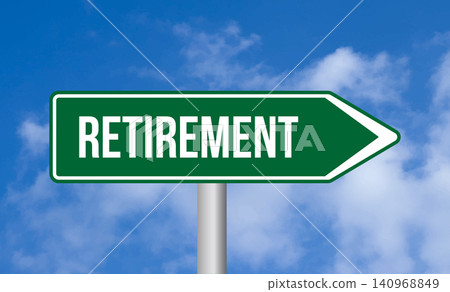 Retirement road sign on cloudy sky background Retirement road sign on cloudy sky background 140968849