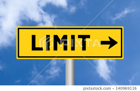 Limit road sign on cloudy sky background Limit road sign on cloudy sky background 140969116