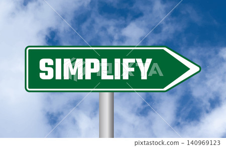 Simplify road sign on blue sky background Simplify road sign on blue sky background 140969123