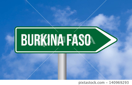 Burkina faso road sign on blue sky background Burkina faso road sign on blue sky background 140969293