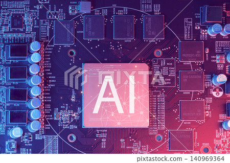 Ai Chips, AI microprocessor, Artificial intelligent memory computer processor on circuit board. Ai Chips, AI microprocessor, Artificial intelligent memory computer processor on circuit board. 140969364