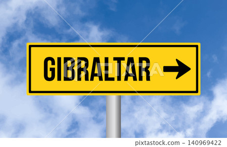 Gibraltar road sign on cloudy sky background Gibraltar road sign on cloudy sky background 140969422