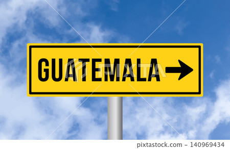 Guatemala road sign on sky background Guatemala road sign on sky background 140969434