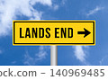 Lands end road sign on blue sky background 140969485