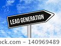 Lead generation road sign on cloudy sky background 140969489