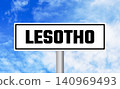 Lesotho road sign on blue sky background 140969493