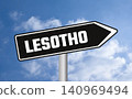 Lesotho road sign on blue sky background 140969494