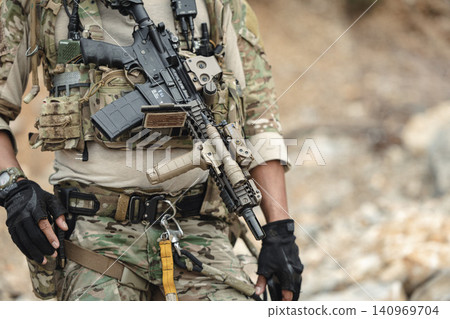 Military special forces soldier team in combat operation, tactical military portrait in action Military special forces soldier team in combat operation, tactical military portrait in action 140969704