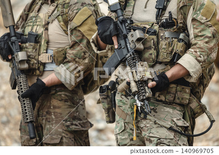 Military special forces soldier team in combat operation, tactical military portrait in action Military special forces soldier team in combat operation, tactical military portrait in action 140969705