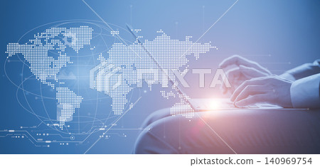 Business worldwide connection concept, AI Word data information exchange, Global business contact. 140969754