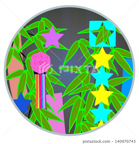 Tanabata decoration illustration with a circular background Tanabata decoration illustration with a circular background 140970743
