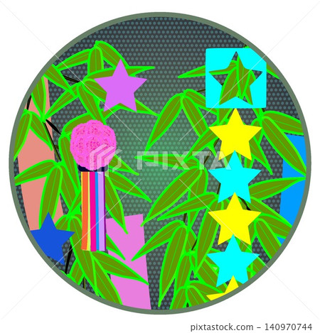Tanabata decoration illustration with a circular background Tanabata decoration illustration with a circular background 140970744