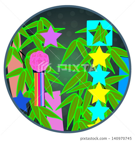 Tanabata decoration illustration with a circular background Tanabata decoration illustration with a circular background 140970745
