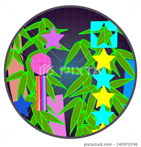 Tanabata decoration illustration with a circular background 140970746