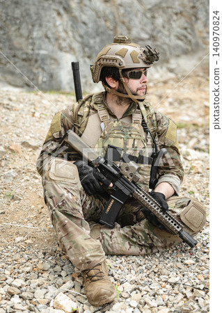 Military special forces soldier team in combat operation, tactical military portrait in action Military special forces soldier team in combat operation, tactical military portrait in action 140970824