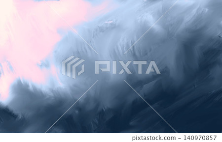 Abstract Painterly Stormy Sky Background with Blue and Pink Dramatic Cloud Texture 140970857