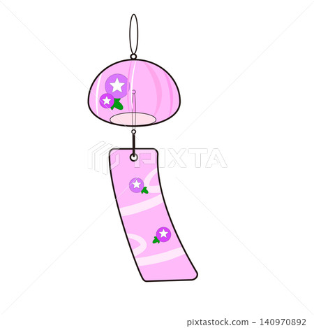 一組以牽牛花為主題的風鈴插圖，牽牛花是夏天的象徵。 140970892
