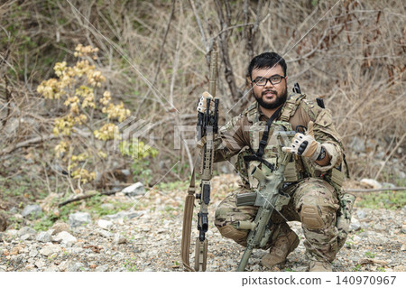 Military special forces soldier team in combat operation, tactical military portrait in action Military special forces soldier team in combat operation, tactical military portrait in action 140970967
