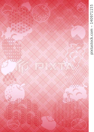 Vertical background with translucent Japanese patterned fruit design 140971155
