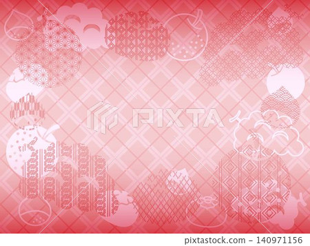 Fruit background with a translucent Japanese pattern Fruit background with a translucent Japanese pattern 140971156