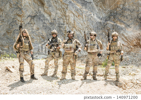 Military special forces soldier team in combat operation, tactical military portrait in action Military special forces soldier team in combat operation, tactical military portrait in action 140971200