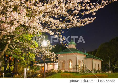 【神奈川縣平塚市：名勝古蹟】八幡山上的西式房屋（夜景及夜間櫻花） 140972888