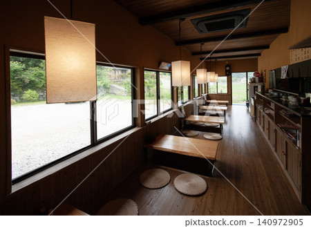 Tables inside a Japanese restaurant Tables inside a Japanese restaurant 140972905