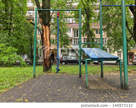 Public Outdoor Gym with Incline Abdominal Bench Public Outdoor Gym with Incline Abdominal Bench 140973132