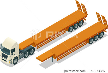 Semi truck low bed gooseneck trailer Semi truck low bed gooseneck trailer 140973397