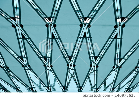 The low angle view of the building ceiling. Interior of modern architecture, modern city building. Interior design. Details of modern architecture. Building abstract. Building background. The low angle view of the building ceiling. Interior of modern architecture, modern city building. Interior design. Details of modern architecture. Building abstract. Building background. 140973623