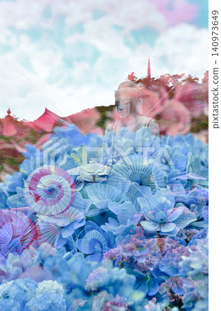 坪坂寺的繡球花與大佛 [多重曝光] 140973649