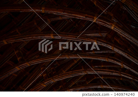 Interior of modern architecture, modern design. Bamboo architecture, interior design. Details of modern architecture. Building abstract. Building background. Interior of modern architecture, modern design. Bamboo architecture, interior design. Details of modern architecture. Building abstract. Building background. 140974240