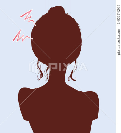 Woman with a headache silhouette Woman with a headache silhouette 140974265