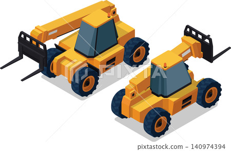 Isometric telehandler industrial vehicle illustration 140974394