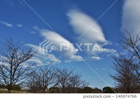 福岡市春谷鎮花代町公園上空的雲彩。 福岡市春谷鎮花代町公園上空的雲彩。 140974766