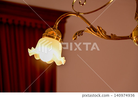 Close-up of the lighting indoors. Light bulb. Interior design, decoration. Lighting equipment. Close-up of the lighting indoors. Light bulb. Interior design, decoration. Lighting equipment. 140974936