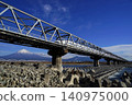The Shinkansen bullet train crosses the Fujikawa Railway Bridge, seemingly flying over Mount Fuji. January: Mount Fuji 2085 Shinkansen and Fujikawa Railway Bridge The Shinkansen bullet train crosses the Fujikawa Railway Bridge, seemingly flying over Mount Fuji. January: Mount Fuji 2085 Shinkansen and Fujikawa Railway Bridge 140975000