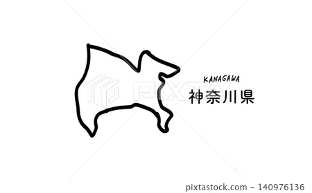 手繪向量圖,描繪了神奈川縣的簡單線地圖。 手繪向量圖,描繪了神奈川縣的簡單線地圖。 140976136