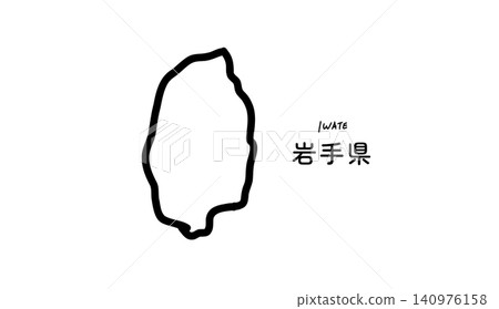 一幅簡單的線條繪製的岩手縣地圖向量插圖。 一幅簡單的線條繪製的岩手縣地圖向量插圖。 140976158