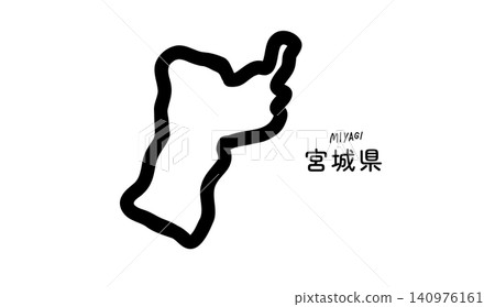 一幅手繪的宮城縣簡線地圖向量插圖。 一幅手繪的宮城縣簡線地圖向量插圖。 140976161