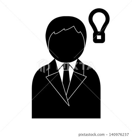 A simple pictogram of the upper body of a businessman with a flash of inspiration (ideas, ideas, success) A simple pictogram of the upper body of a businessman with a flash of inspiration (ideas, ideas, success) 140976237