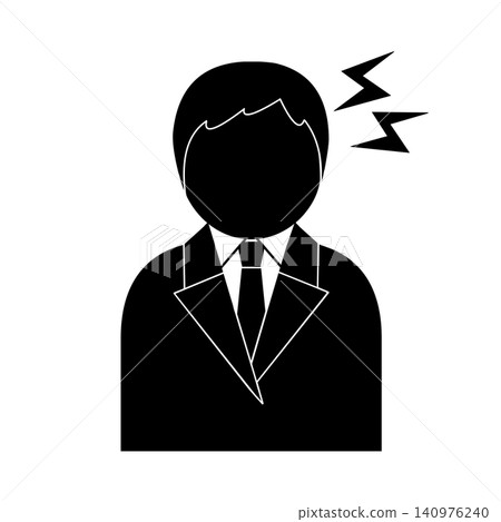A simple pictogram of the upper body of a tense-looking businessman (anger, tension, stress) A simple pictogram of the upper body of a tense-looking businessman (anger, tension, stress) 140976240
